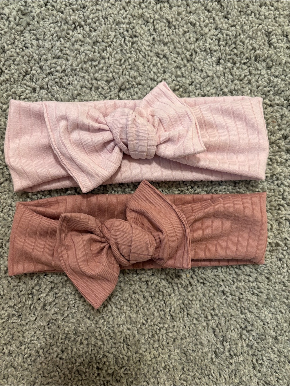 Bow Babes Kids Ribbed Bow Headband Set - Light Pink & Dusty Rose